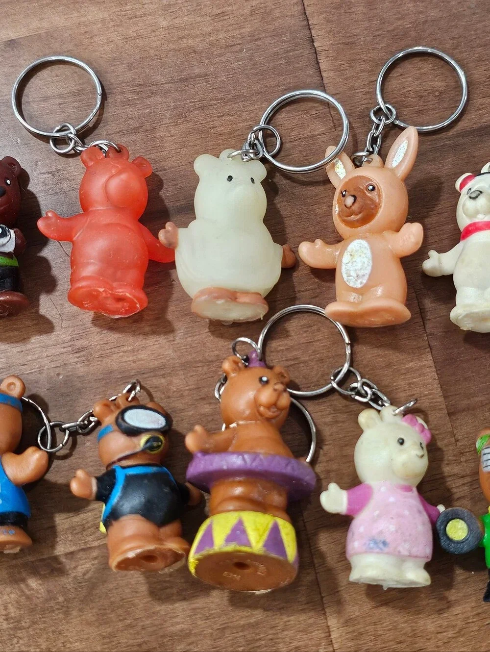 19 Vintage Mini Rubber Bear Animal Keychains  Novelty Figures Nanbei GAP Stamp